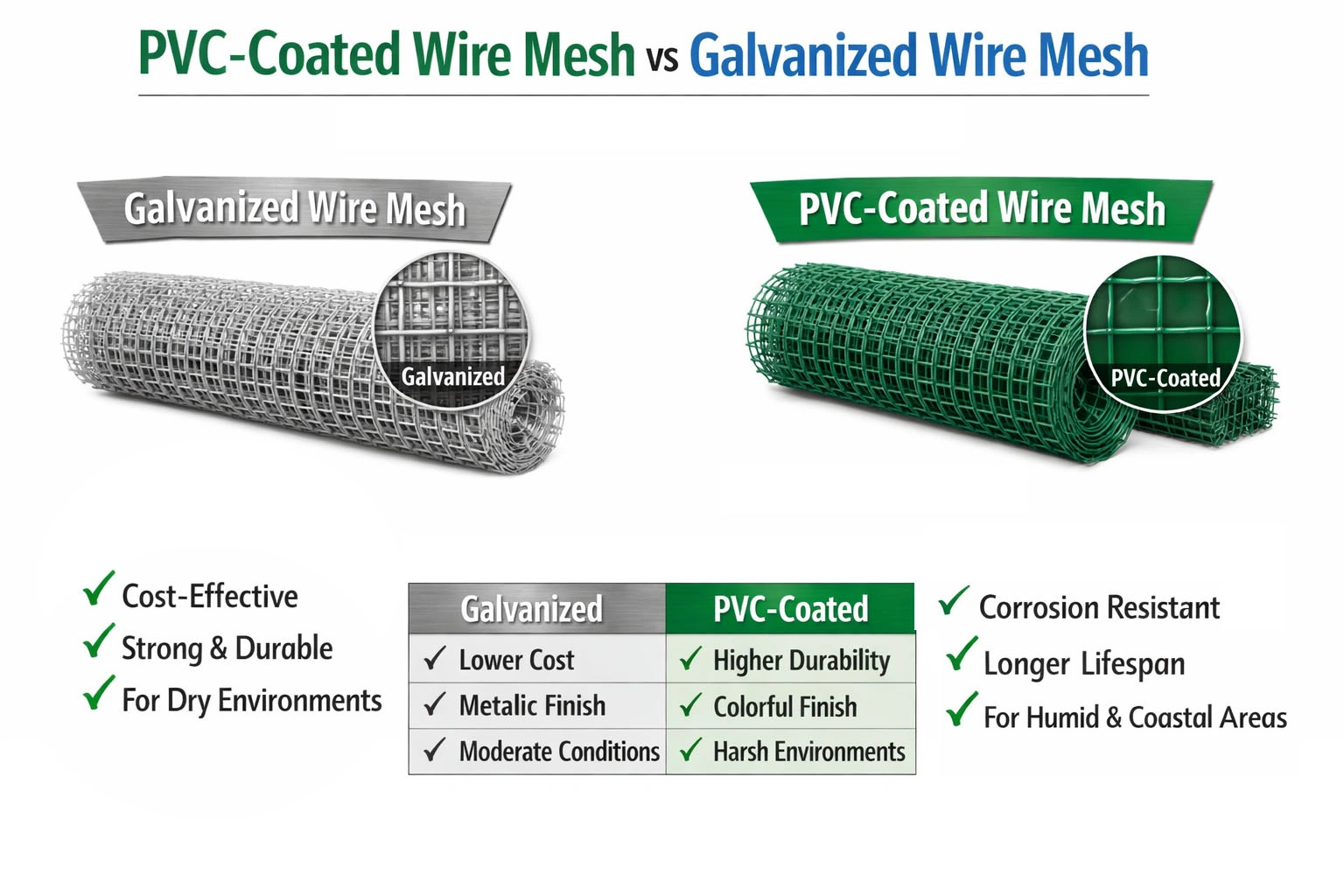 PVC-Coated Wire Mesh vs Galvanized Wire Mesh: Which One Should You Choose?