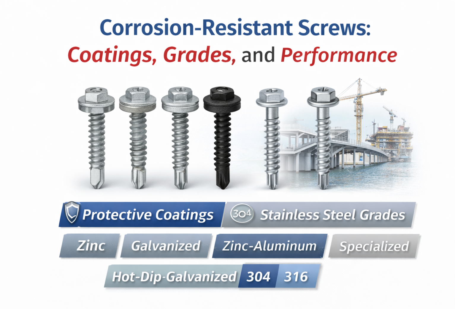 Corrosion-Resistant Screws: Coatings, Grades, and Performance
