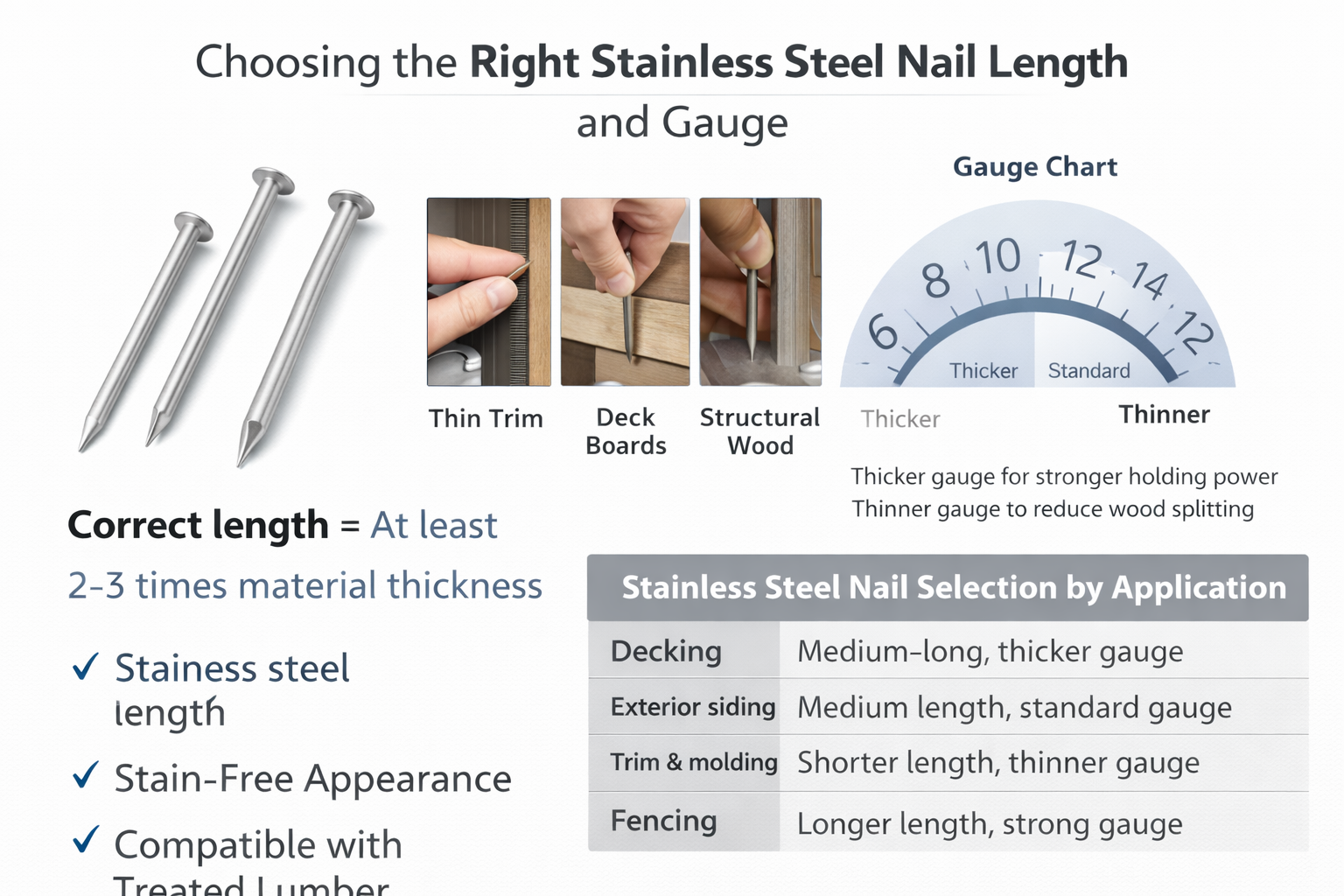 Choosing the Right Stainless Steel Nail Length and Gauge